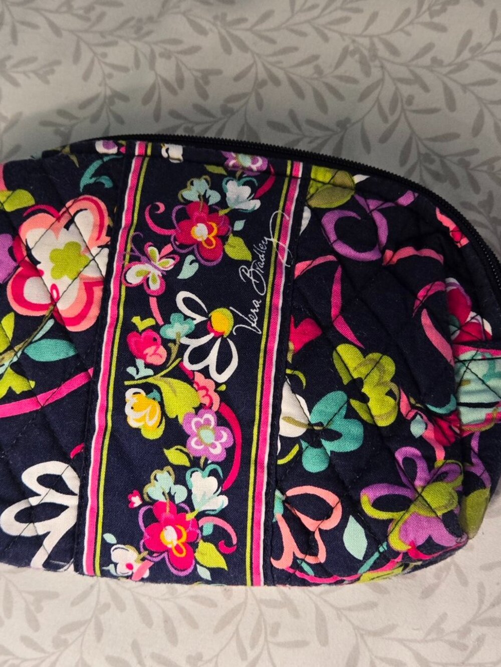 Retired Vera Bradley Ribbons Make-up Bag 9" x 6"
